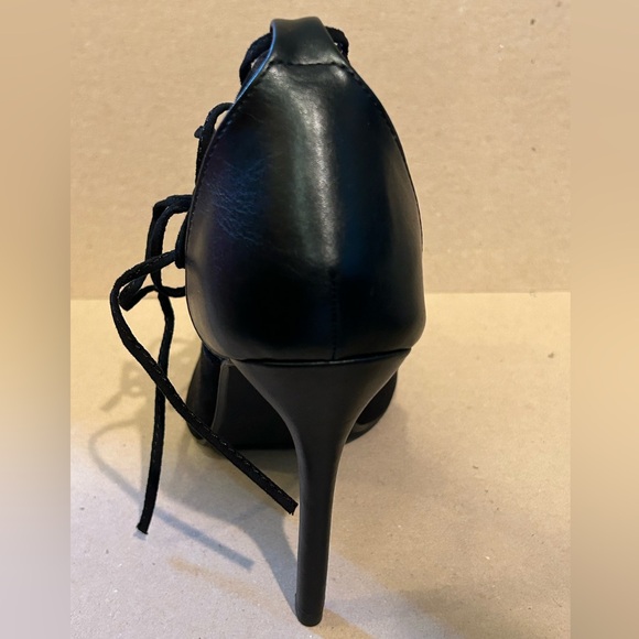 Shoedazzle Lottie Pump Black Faux Suede Strappy Spike Heel Size 8.5 NEW - Picture 4 of 6